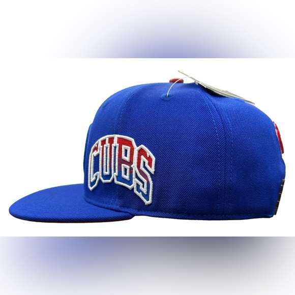 NEW Chicago Cubs PRO STANDARD SnapBack Hat Side Spellout Logo Blue Baseball Cap - Picture 2 of 11
